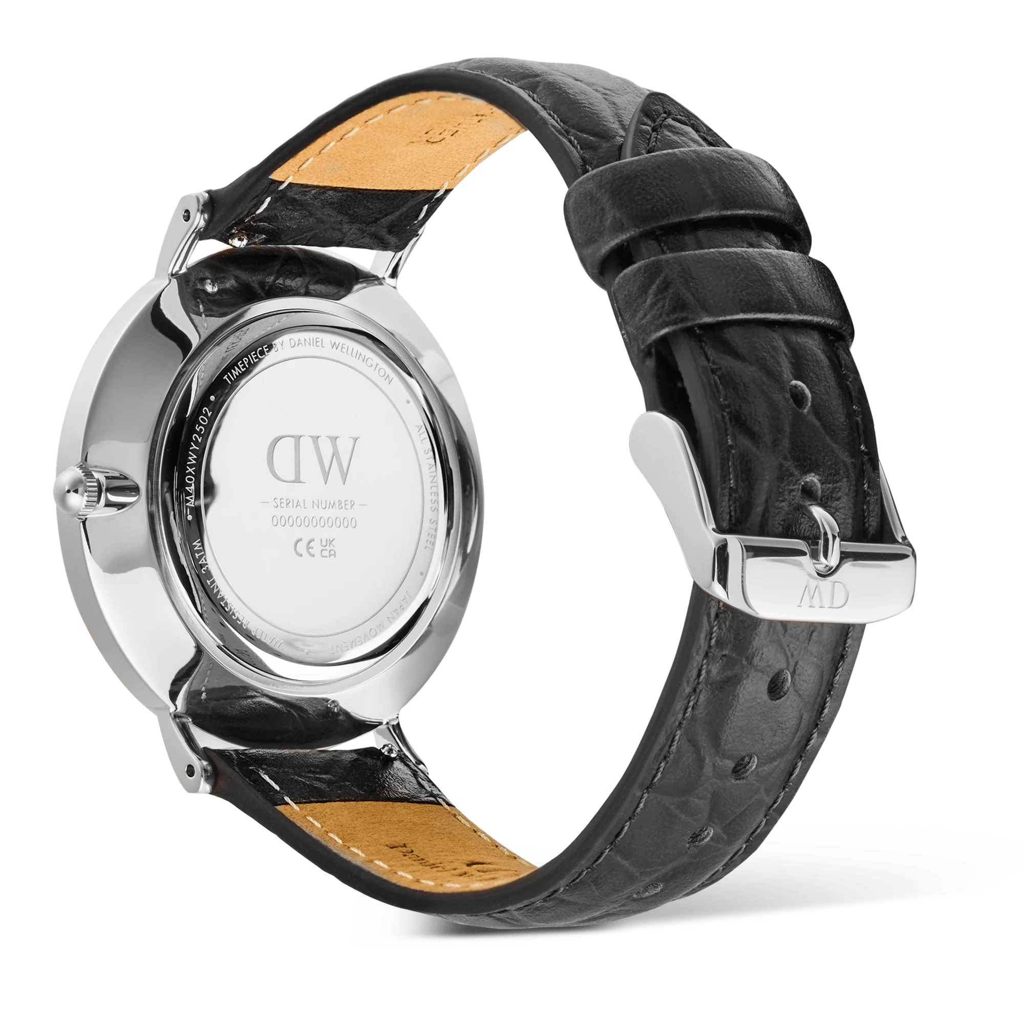 Classic Roman Numerals Date Black Croc Belly Silver - Image 5