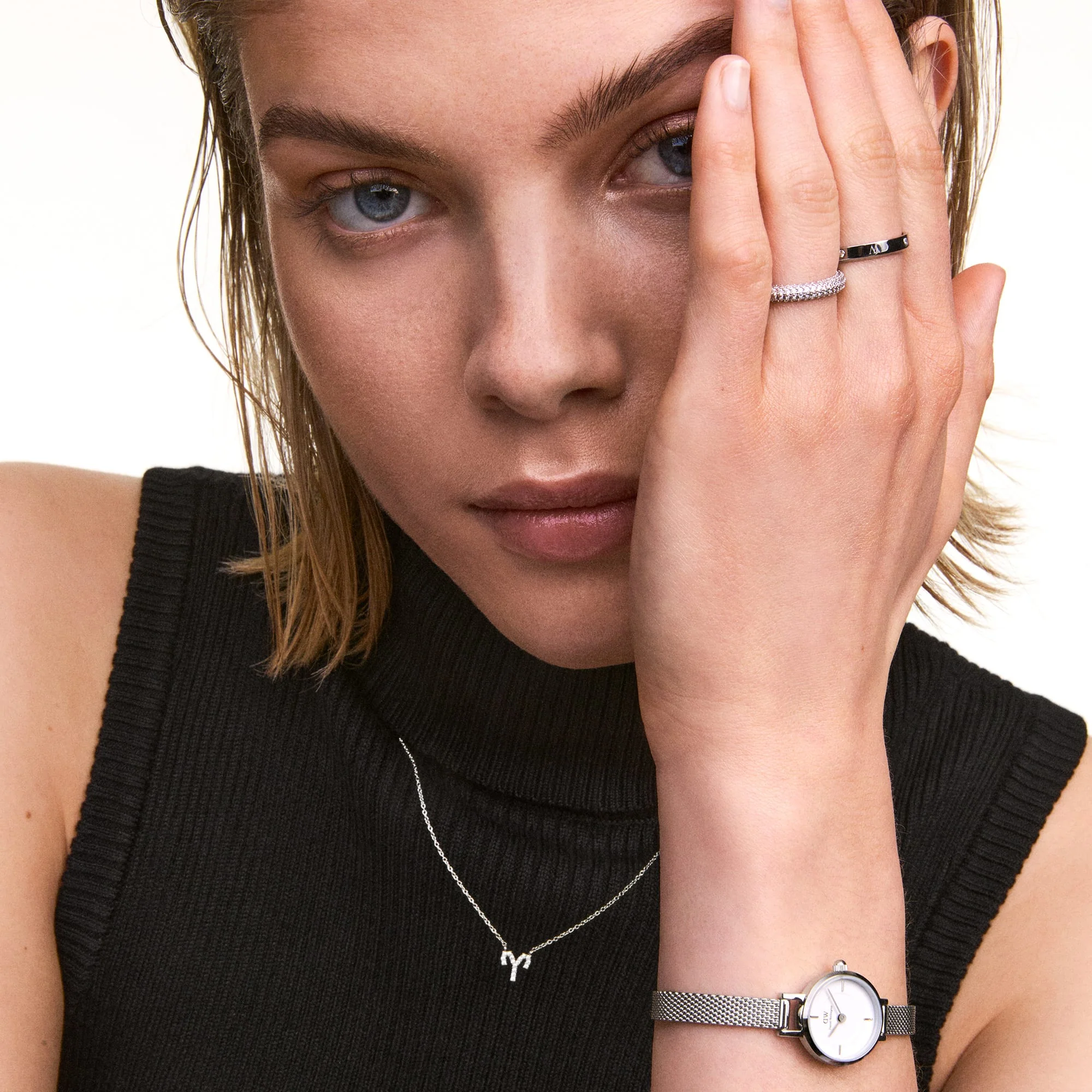 Crystal Zodiac Chain Necklace Rose Gold - Image 47