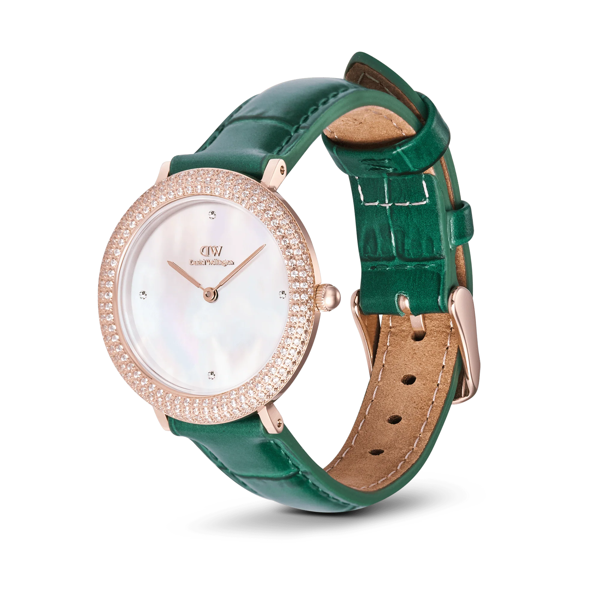 Crystalline Bezel Green Croc Rose Gold - Image 3